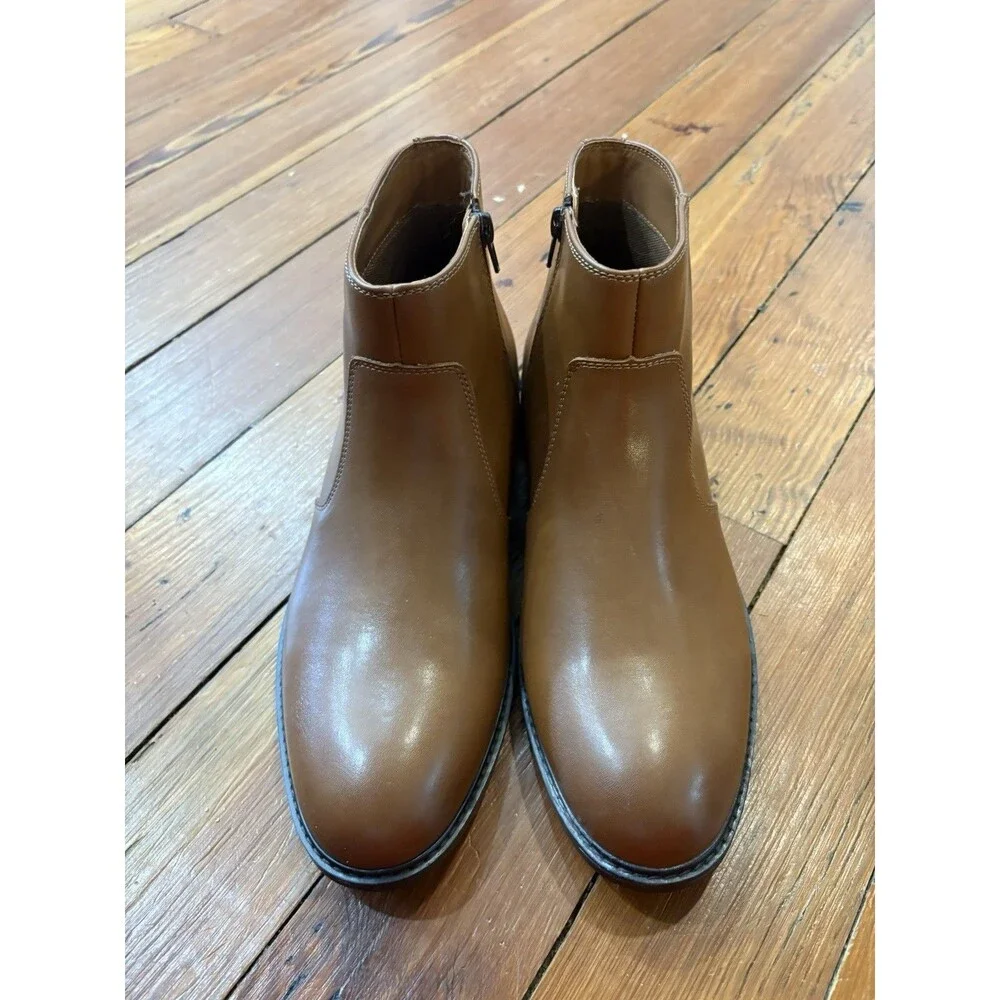 Alfani Lian Men's Side-Zip Dress Boots, Brown US Size 9